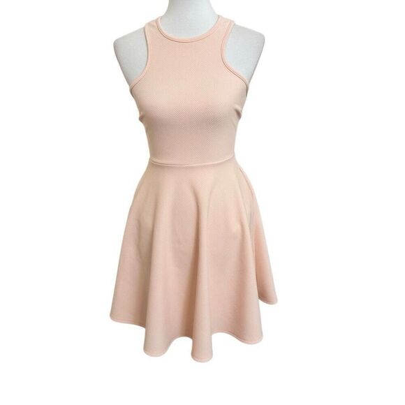 Lulus Fit & Flare Racerback Sleeveless Dress Peach Textured Size XS - Picture 1 of 7